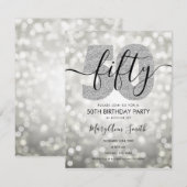 Elegant Modern Silver 50e verjaardag Kaart (Voorkant / Achterkant)