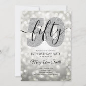Elegant Modern Silver 50e verjaardag Kaart (Voorkant)