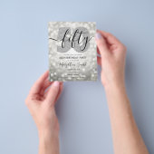 Elegant Modern Silver 50th Birthday Party Invite Flyer (Hand)
