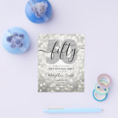 Elegant Modern Silver 50th Birthday Party Invite Flyer (Enkel)