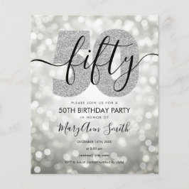 Elegant Modern Silver 50th Birthday Party Invite Flyer