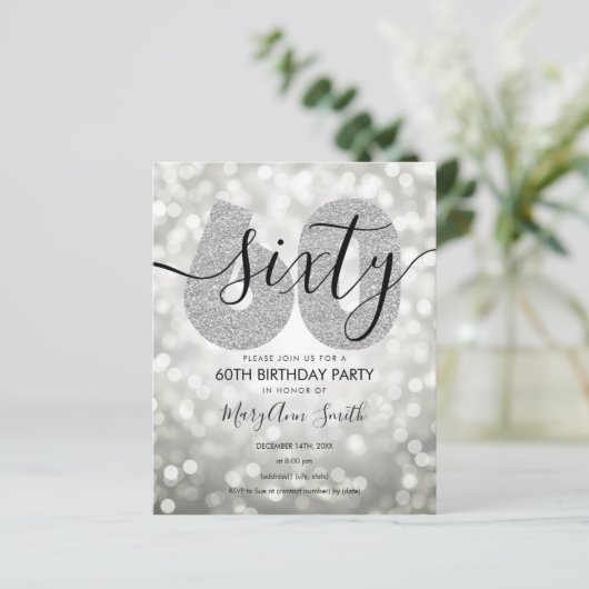 Elegant Modern Silver 60e verjaardag (Staand voorkant)
