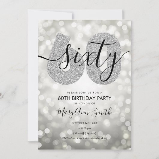 Elegant Modern Silver 60e verjaardag Kaart (Voorkant)