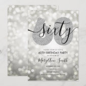 Elegant Modern Silver 60e verjaardag Kaart (Voorkant / Achterkant)