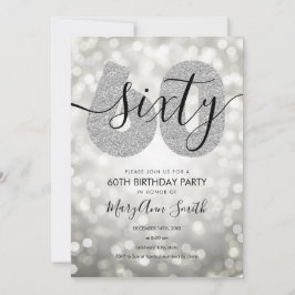 Elegant Modern Silver 60e verjaardag Kaart
