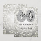 Elegant Modern Silver 60e verjaardag Kaart (Voorkant / Achterkant)