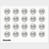 Elegant Modern Silver 60th Birthday Glitter Ronde Sticker (Vel)