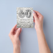 Elegant Modern Silver 60th Birthday Party Invite Flyer (Hand)