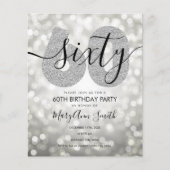 Elegant Modern Silver 60th Birthday Party Invite Flyer (Voorkant)