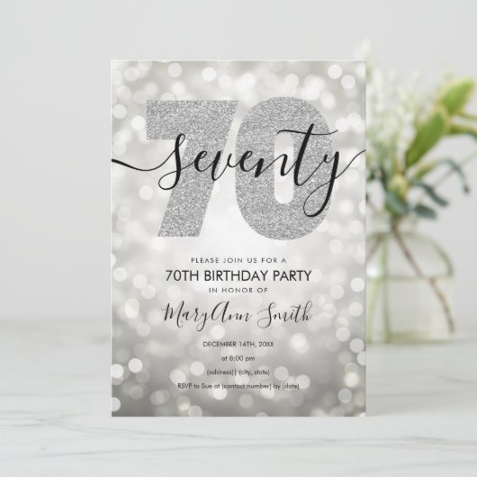 Elegant Modern Silver 70e verjaardag Kaart (Staand voorkant)