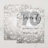 Elegant Modern Silver 70e verjaardag Kaart (Voorkant / Achterkant)