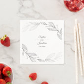 Elegant Modern Silver Botanical Custom Wedding Servet (Insitu)