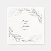 Elegant Modern Silver Botanical Custom Wedding Servet (Voorkant)