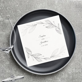 Elegant Modern Silver Botanical Custom Wedding Servet