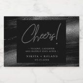 Elegant Modern Silver Cheers, gepersonaliseerd Sparkling Wijnetiket (Enkel label)