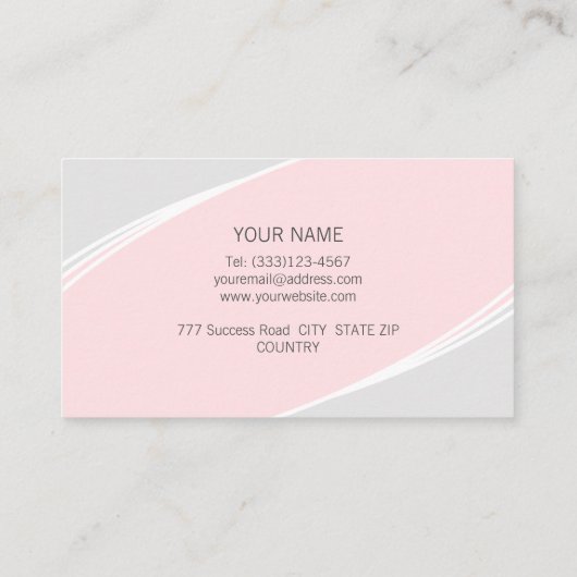 Elegant Modern Silver, Coral Pink & White Visitekaartje (Achterkant)