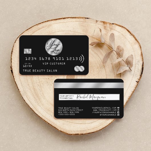 Elegant Modern Silver-creditcard Logo Visitekaartje
