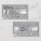 Elegant Modern, Silver Glitter Bokeh Hairdryer Visitekaartje (Voorkant / Achterkant)