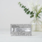 Elegant Modern, Silver Glitter Bokeh Hairdryer Visitekaartje (Staand voorkant)