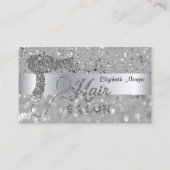 Elegant Modern, Silver Glitter Bokeh Hairdryer Visitekaartje (Voorkant)