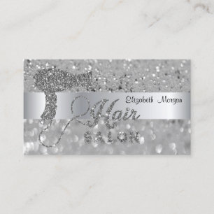 Elegant Modern, Silver Glitter Bokeh Hairdryer Visitekaartje