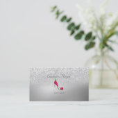 Elegant Modern, Silver Glitter Bokeh High Heels Visitekaartje (Staand voorkant)