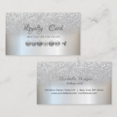 Elegant Modern Silver Glitter Bokeh Loyalty Kaart (Voorkant / Achterkant)