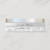 Elegant Modern Silver Glitter Bokeh, Pearls Mini Visitekaartje (Voorkant)