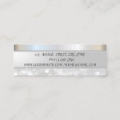 Elegant Modern Silver Glitter Bokeh, Pearls Mini Visitekaartje (Achterkant)
