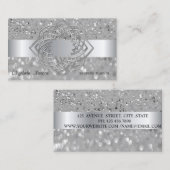 Elegant Modern, Silver Glitter Bokeh Visitekaartje (Voorkant / Achterkant)