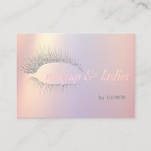 Elegant Modern Silver Glitter Lashes, Makeup Visitekaartje