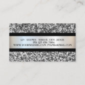 Elegant Modern, Silver Glitter Lijst, Black Stripe Visitekaartje (Achterkant)