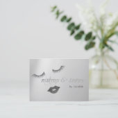 Elegant Modern Silver Glitter Lips, Lashes, Makeup Visitekaartje (Staand voorkant)
