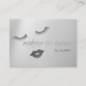Elegant Modern Silver Glitter Lips, Lashes, Makeup Visitekaartje (Voorkant)