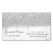Elegant Modern Silver Glitter Marble Magnetisch Visitekaartje (Voorkant)