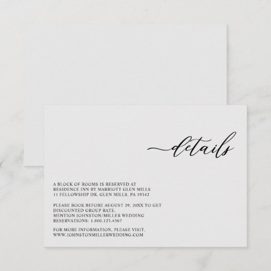 Elegant Modern Silver Gray Wedding Enclosure Kaart (Voorkant / Achterkant)