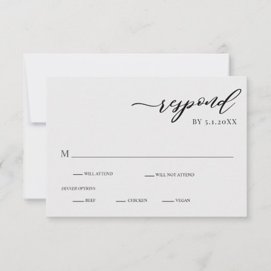Elegant Modern Silver Gray Wedding RSVP Kaart (Voorkant)