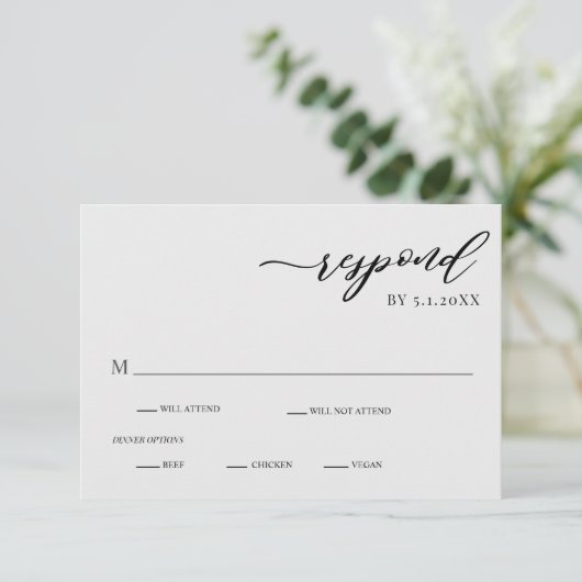 Elegant Modern Silver Gray Wedding RSVP Kaart (Staand voorkant)