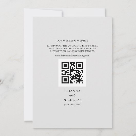 Elegant Modern Silver Grey Wedding All-in-One Kaart (Achterkant)
