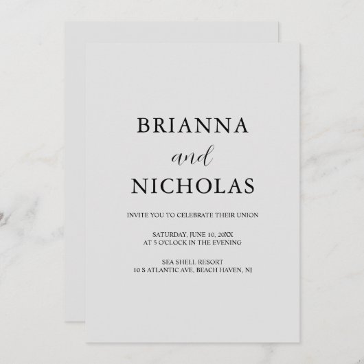 Elegant Modern Silver Grey Wedding All-in-One Kaart (Voorkant / Achterkant)