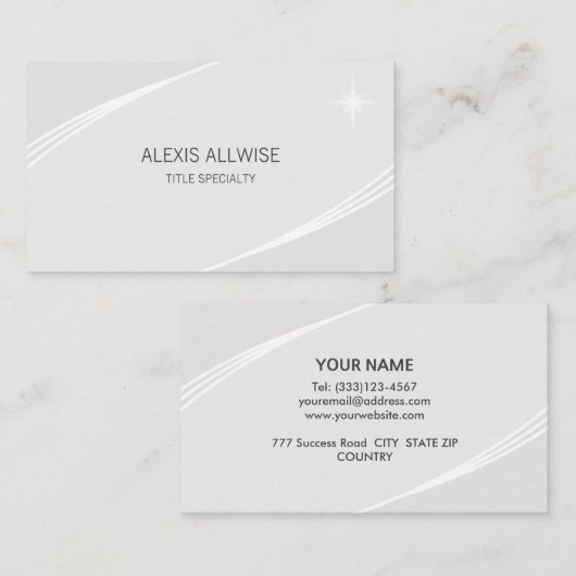 Elegant Modern Silver Grey & White Visitekaartje (Voorkant / Achterkant)