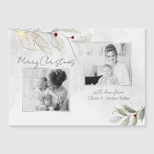 Elegant Modern Silver KerstFloral 2-foto's (Voorkant)