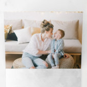 Elegant Modern Silver KerstFloral 2-foto's Drieluik Wenskaart (Binnenzijde eerst)