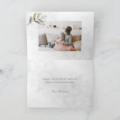 Elegant Modern Silver KerstFloral 2-foto's Feestdagen Kaart (Binnen)