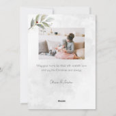 Elegant Modern Silver KerstFloral 2-foto's Feestdagenkaart (Achterkant)