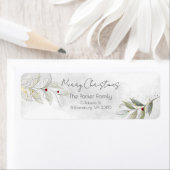 Elegant Modern Silver KerstFloral Etiket (Insitu)