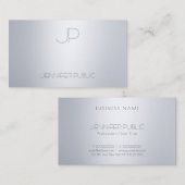 Elegant Modern Silver Kijk Monogram grafische Sjab Visitekaartje (Voorkant / Achterkant)