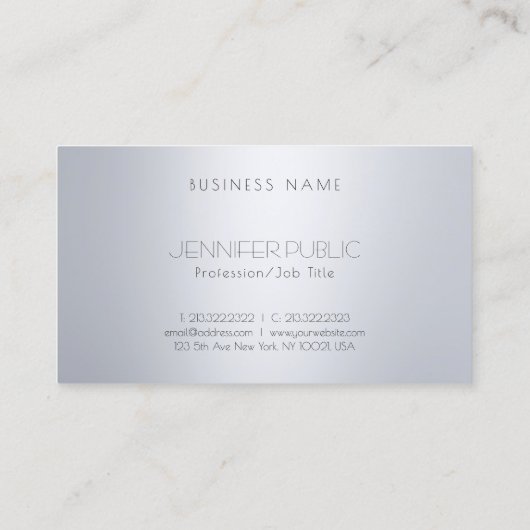 Elegant Modern Silver Kijk Monogram grafische Sjab Visitekaartje (Achterkant)