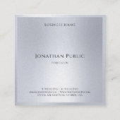 Elegant Modern Silver Look Sjabloon Glamour Trendy Vierkante Visitekaartje (Achterkant)