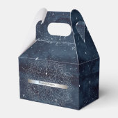 Elegant Modern Silver Mandala Stripe Navy Blue Bedankdoosjes (Voorkant Zijde)